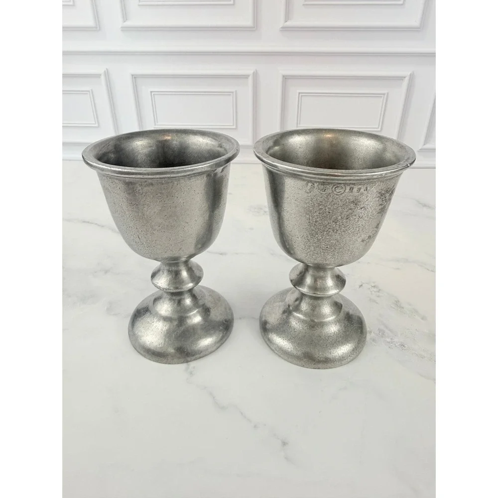 VTG PAIR (2) Wilton Armetale RWP Pewter Wine Water Goblets 5 1/8